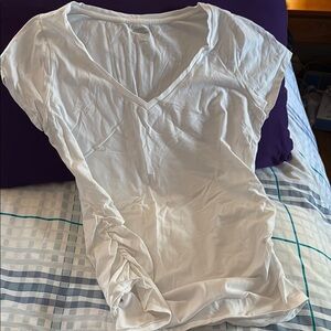 Old Navy Maternity Fitted Short Sleeve Shirt - White - Size L